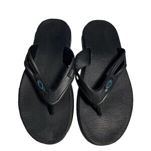 Oakley flip flop Sandals Men 9M Ellipse Shoes Black slip On thong Beach